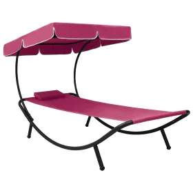 Gartenliege mit Markise und rosa Kissen von vidaXL, Liegen - Ref: Foro24-313536, Preis: 98,57 €, Rabatt: %
