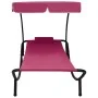 Tumbona de jardín con toldo y cojín rosa de vidaXL, Tumbonas - Ref: Foro24-313536, Precio: 98,57 €, Descuento: %