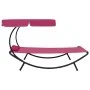Tumbona de jardín con toldo y cojín rosa de vidaXL, Tumbonas - Ref: Foro24-313536, Precio: 98,57 €, Descuento: %
