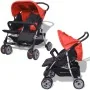Cochecito gemelar de acero rojo y negro de vidaXL, Cochecitos de bebé - Ref: Foro24-10108, Precio: 194,25 €, Descuento: %