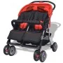 Cochecito gemelar de acero rojo y negro de vidaXL, Cochecitos de bebé - Ref: Foro24-10108, Precio: 194,25 €, Descuento: %