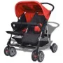 Cochecito gemelar de acero rojo y negro de vidaXL, Cochecitos de bebé - Ref: Foro24-10108, Precio: 194,25 €, Descuento: %