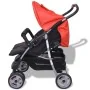 Cochecito gemelar de acero rojo y negro de vidaXL, Cochecitos de bebé - Ref: Foro24-10108, Precio: 194,25 €, Descuento: %