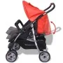 Cochecito gemelar de acero rojo y negro de vidaXL, Cochecitos de bebé - Ref: Foro24-10108, Precio: 194,25 €, Descuento: %