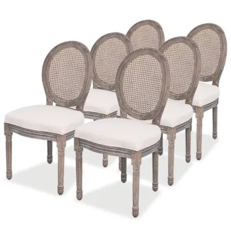 Sillas de comedor 6 unidades tela color crema de vidaXL, Sillas de comedor - Ref: Foro24-274621, Precio: 952,38 €, Descuento: %
