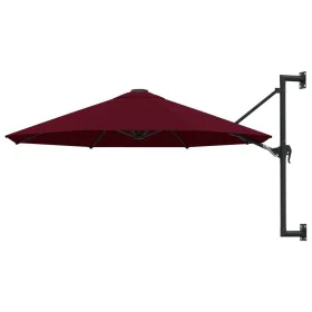 Sombrilla de pared con barra de metal 300 cm burdeos de vidaXL, Sombrillas - Ref: Foro24-47298, Precio: 98,30 €, Descuento: %
