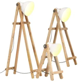 Lámpara de pie 3 piezas madera maciza de mango blanco E27 de vidaXL, Lámparas - Ref: Foro24-320594, Precio: 209,31 €, Descuen...