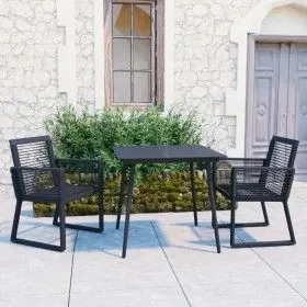 Juego de comedor de jardín 3 piezas ratán PVC negro de vidaXL, Conjuntos de jardín - Ref: Foro24-3060213, Precio: 301,05 €, D...