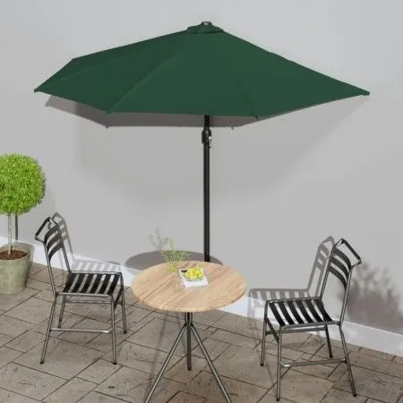 Sombrilla de balcón semicircular palo aluminio verde 270x144cm de vidaXL, Sombrillas - Ref: Foro24-44588, Precio: 56,82 €, De...