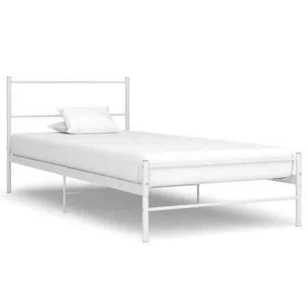 Estructura de cama de metal blanco 100x200 cm de vidaXL, Camas y somieres - Ref: Foro24-284693, Precio: 58,98 €, Descuento: %