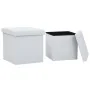 Taburetes de almacenaje plegables 2 uds cuero sintético blanco de vidaXL, Taburetes y sillas plegables - Ref: Foro24-247084, ...