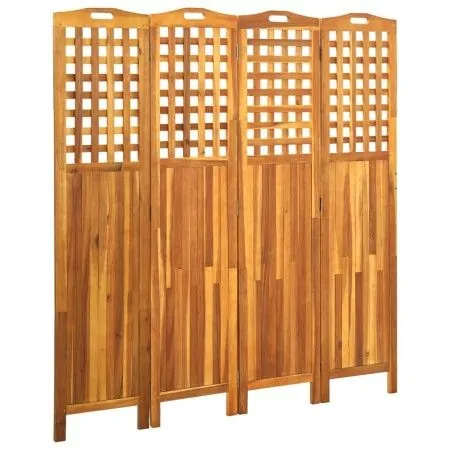 Biombo de 4 paneles madera maciza de acacia 121x2x120 cm de vidaXL, Divisores de ambientes - Ref: Foro24-311880, Precio: 158,...