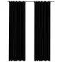 Black 140x245cm blackout curtains with linen-look and hooks, 2 pieces. by vidaXL, Curtains and curtains - Ref: Foro24-321158,...