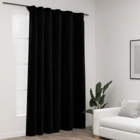 Cortina opaca con ganchos look de lino negro 290x245 cm de vidaXL, Cortinas y visillos - Ref: Foro24-321159, Precio: 56,76 €,...