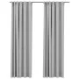 Verdunkelungsvorhänge mit Haken, Leinenoptik, 2 Stück, grau, 140 x 245 cm von vidaXL, Vorhänge und Gardinen - Ref: Foro24-321...