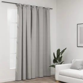Blackout curtain with hooks gray linen look 290x245 cm by vidaXL, Curtains and curtains - Ref: Foro24-321175, Price: 52,10 €,...