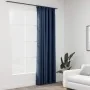 Cortina opaca con ganchos look de lino azul 290x245 cm de vidaXL, Cortinas y visillos - Ref: Foro24-321183, Precio: 37,46 €, ...