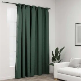 Cortina opaca con ganchos look de lino verde 290x245 cm de vidaXL, Cortinas y visillos - Ref: Foro24-321191, Precio: 44,49 €,...