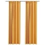 Cortinas opacas ganchos look de lino 2 pzas amarillo 140x225 cm de vidaXL, Cortinas y visillos - Ref: Foro24-321197, Precio: ...