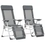 Sillas de camping plegables con reposapiés 2 uds textilene gris de vidaXL, Sillas de jardín - Ref: Foro24-360145, Precio: 175...