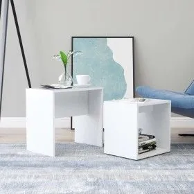 Juego de mesas de centro madera contrachapada blanco 48x30x45cm de vidaXL, Mesas de centro - Ref: Foro24-802885, Precio: 34,7...