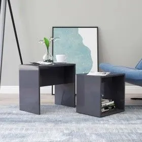 Mitteltisch-Set aus glänzend grauem Sperrholz, 48 x 30 x 45 cm von vidaXL, Couchtisch - Ref: Foro24-802893, Preis: 30,42 €, R...