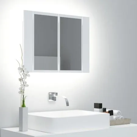 Bathroom mirror cabinet with LED light white acrylic 60x12x45 cm by vidaXL, bathroom vanities - Ref: Foro24-804956, Price: 49...