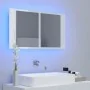 Armario espejo de baño LED acrílico blanco brillo 80x12x45 cm de vidaXL, Tocadores de baño - Ref: Foro24-804969, Precio: 68,0...