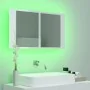 Armario espejo de baño LED acrílico blanco brillo 80x12x45 cm de vidaXL, Tocadores de baño - Ref: Foro24-804969, Precio: 68,0...