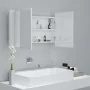Armario espejo de baño LED acrílico blanco brillo 80x12x45 cm de vidaXL, Tocadores de baño - Ref: Foro24-804969, Precio: 68,0...