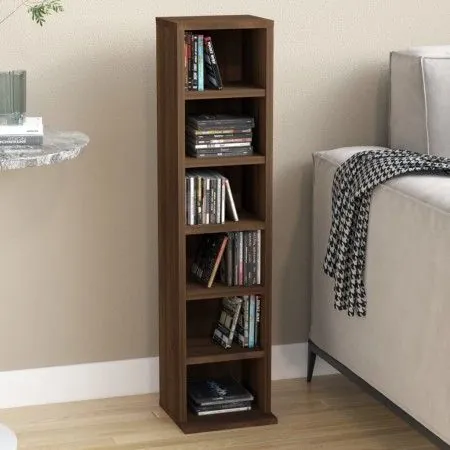 CD-Regal aus braunem Eichensperrholz, 21 x 20 x 88 cm von vidaXL, CD- und DVD-Speicher - Ref: Foro24-815074, Preis: 33,30 €, ...