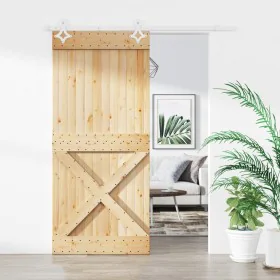 Schiebetür mit massivem Kiefernholzbeschlägen 90x210 cm von vidaXL, Türen - Ref: Foro24-3203172, Preis: 206,58 €, Rabatt: %