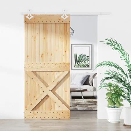 Schiebetür mit massivem Kiefernholzbeschlägen 90x210 cm von vidaXL, Türen - Ref: Foro24-3203172, Preis: 206,58 €, Rabatt: %