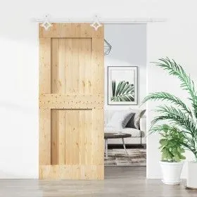 Puerta corredera con herrajes madera maciza de pino 80x210 cm de vidaXL, Puertas - Ref: Foro24-3203166, Precio: 202,55 €, Des...