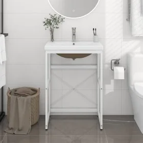 Bathroom structure with built-in white iron sink by vidaXL, bathroom vanities - Ref: Foro24-3101386, Price: 160,03 €, Discoun...
