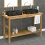 Tocador de baño madera maciza de teca con lavabos mármol negro de vidaXL, Tocadores de baño - Ref: Foro24-3096577, Precio: 43...