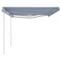 Toldo retráctil automático con postes azul y blanco 6x3 m de vidaXL, Toldos - Ref: Foro24-3070006, Precio: 662,00 €, Descuent...