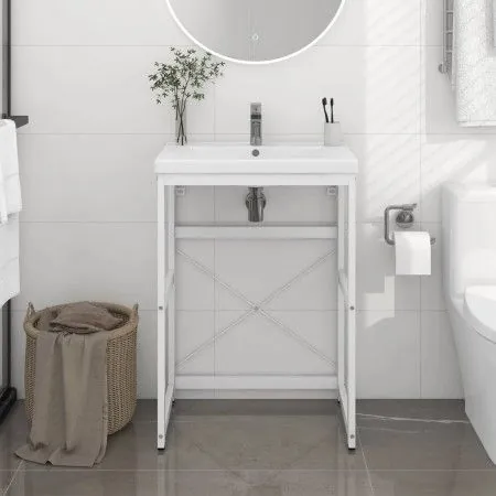 Estructura de lavabo de hierro blanco 59x38x83 cm de vidaXL, Tocadores de baño - Ref: Foro24-338497, Precio: 55,81 €, Descuen...