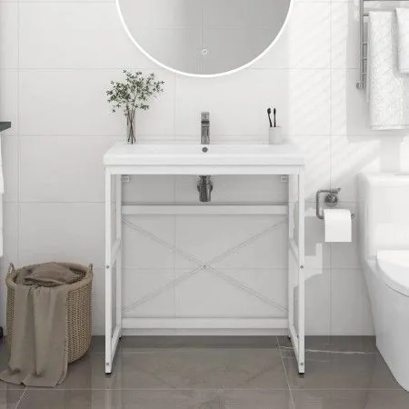 Estructura de lavabo de hierro blanco 79x38x83 cm de vidaXL, Tocadores de baño - Ref: Foro24-338498, Precio: 54,05 €, Descuen...