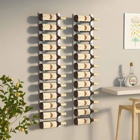 Botellero de pared para 12 botellas 2 unidades hierro blanco de vidaXL, Botelleros - Ref: Foro24-340881, Precio: 102,52 €, De...