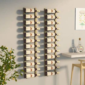 Botellero de pared para 12 botellas 2 unidades hierro dorado de vidaXL, Botelleros - Ref: Foro24-340882, Precio: 83,07 €, Des...