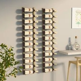 Wand-Weinregal für 12 Flaschen, 2 Einheiten, goldenes Eisen von vidaXL, Weinregale - Ref: Foro24-340882, Preis: 83,07 €, Raba...