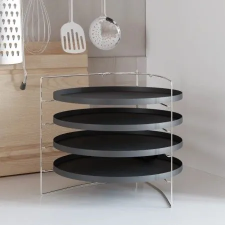 Bandejas para pizza 4 uds con estante acero Ø 28 cm de vidaXL, Moldes para pizza - Ref: Foro24-154983, Precio: 26,95 €, Descu...