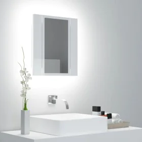 Armario espejo de baño LED acrílico blanco brillo 40x12x45 cm de vidaXL, Tocadores de baño - Ref: Foro24-804953, Precio: 47,6...