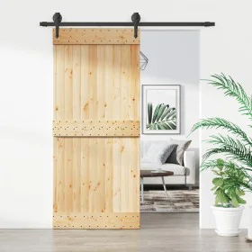 Puerta corredera con herrajes madera maciza de pino 90x210 cm de vidaXL, Puertas - Ref: Foro24-3203202, Precio: 169,44 €, Des...