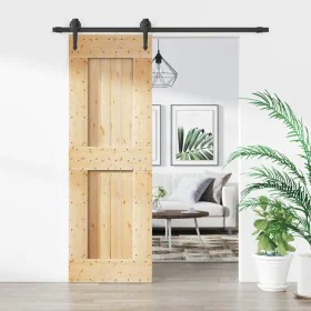 Puerta corredera con herrajes madera maciza de pino 70x210 cm de vidaXL, Puertas - Ref: Foro24-3203203, Precio: 155,39 €, Des...