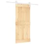 Schiebetür mit Beschlägen aus massivem Kiefernholz, 90 x 210 cm von vidaXL, Türen - Ref: Foro24-3203218, Preis: 190,91 €, Rab...
