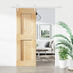 Puerta corredera con herrajes madera maciza de pino 70x210 cm de vidaXL, Puertas - Ref: Foro24-3203219, Precio: 177,94 €, Des...