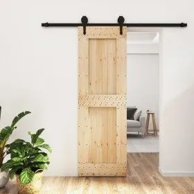 Puerta corredera con herrajes madera maciza de pino 70x210 cm de vidaXL, Puertas - Ref: Foro24-3203236, Precio: 158,96 €, Des...