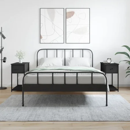 Mesitas de noche 2 uds madera de ingeniería negra 30x60x60 cm de vidaXL, Mesitas de noche - Ref: Foro24-826054, Precio: 78,87...